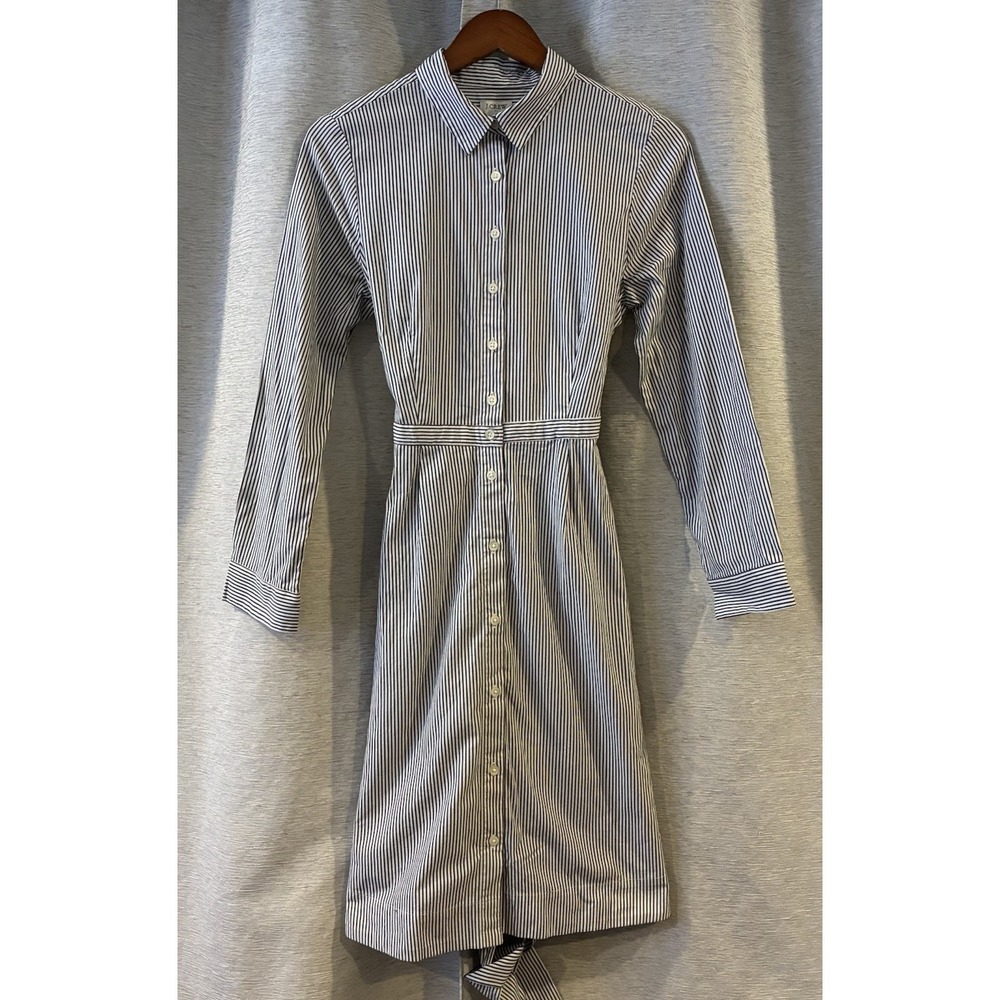 J. Crew Factory White and Navy Striped Shirt Dress